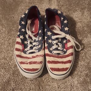 Vans Red, White, and Blue Star Stripe Sneakers